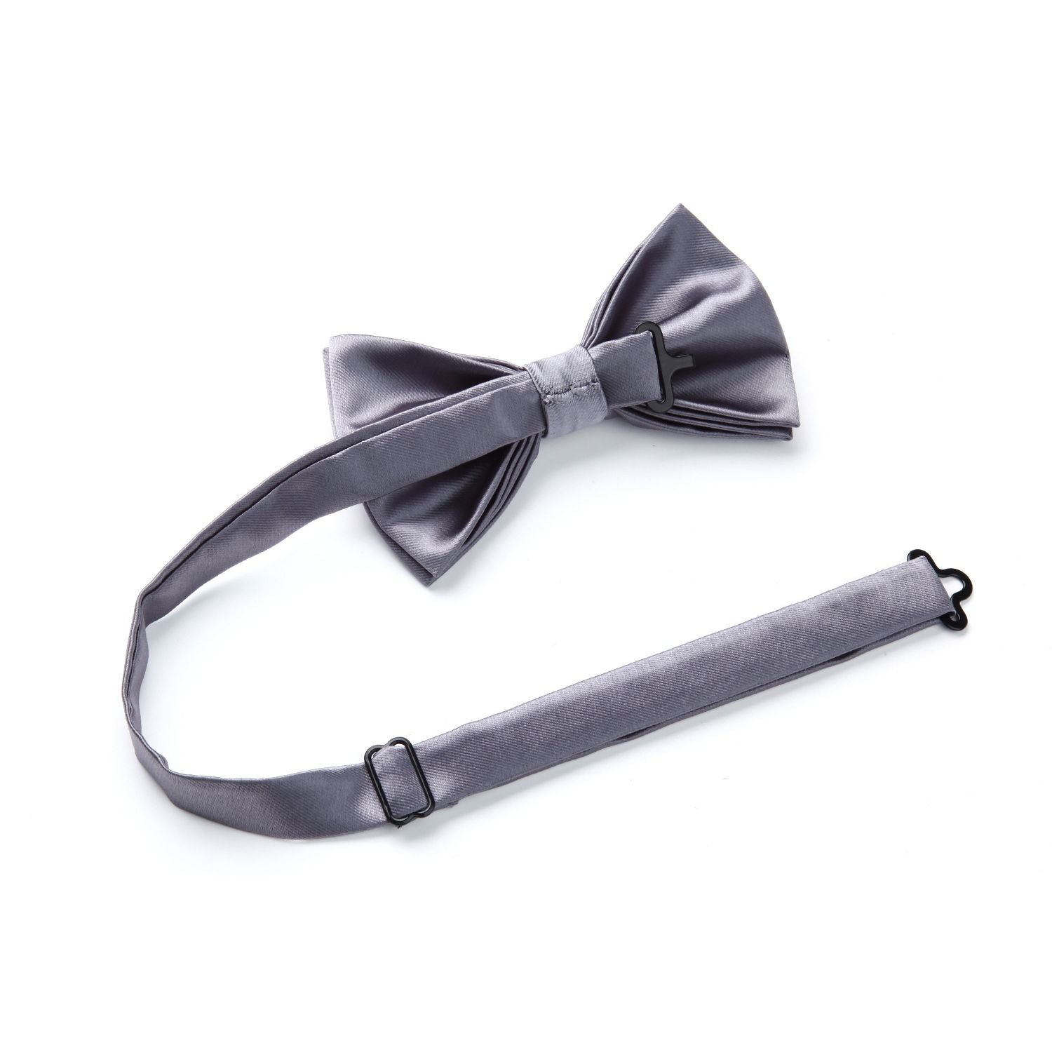 Hisdern Solid Suspenders Pre-Tied Bow Tie Set Grey Formal Wedding Outfit