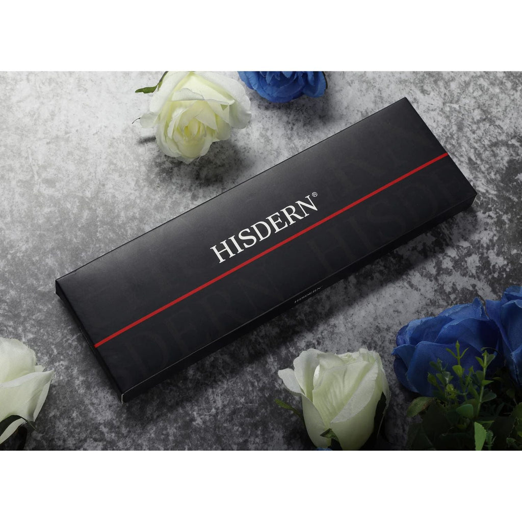 Hisdern Striped Suspenders Pre-tied Bow Tie Set Red Black Black Groom Outfit