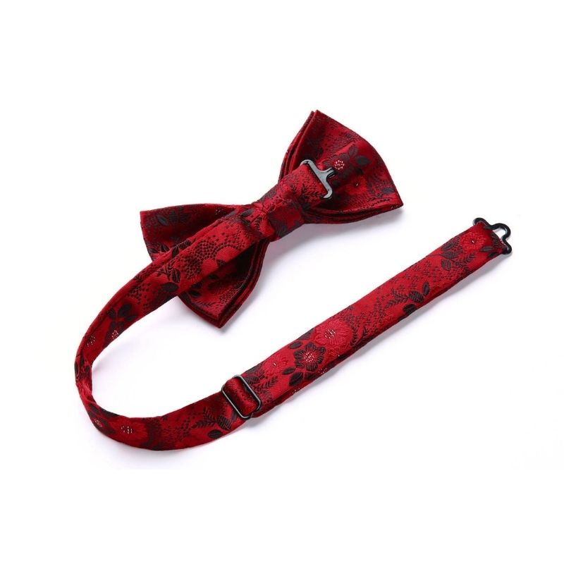 Hisdern Paisley Suspenders Pre-tied Bow Tie Set Red Formal Accessories