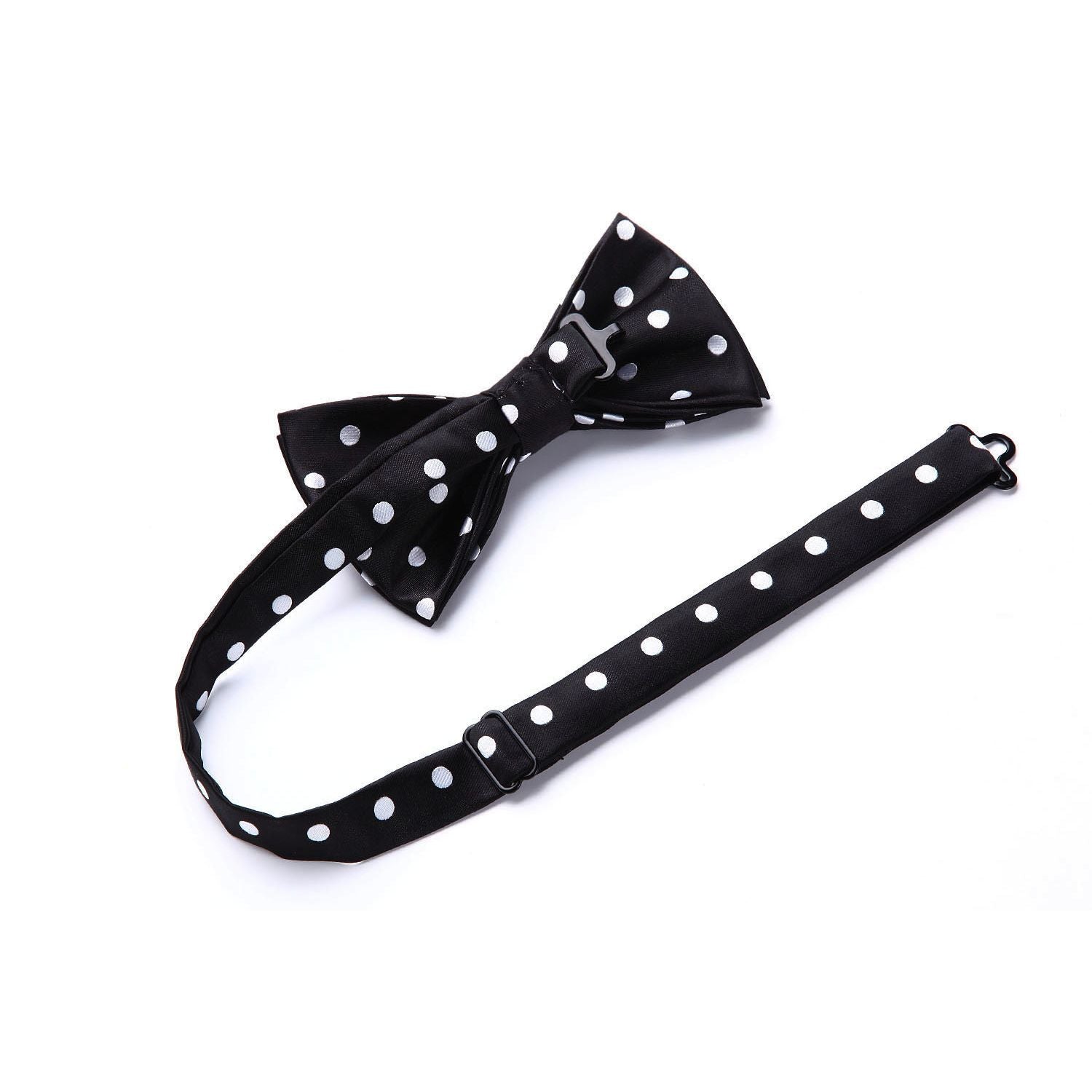 Hisdern Polka Dot Suspenders Pre-Tied Bow Tie Set Black Retro Outfit