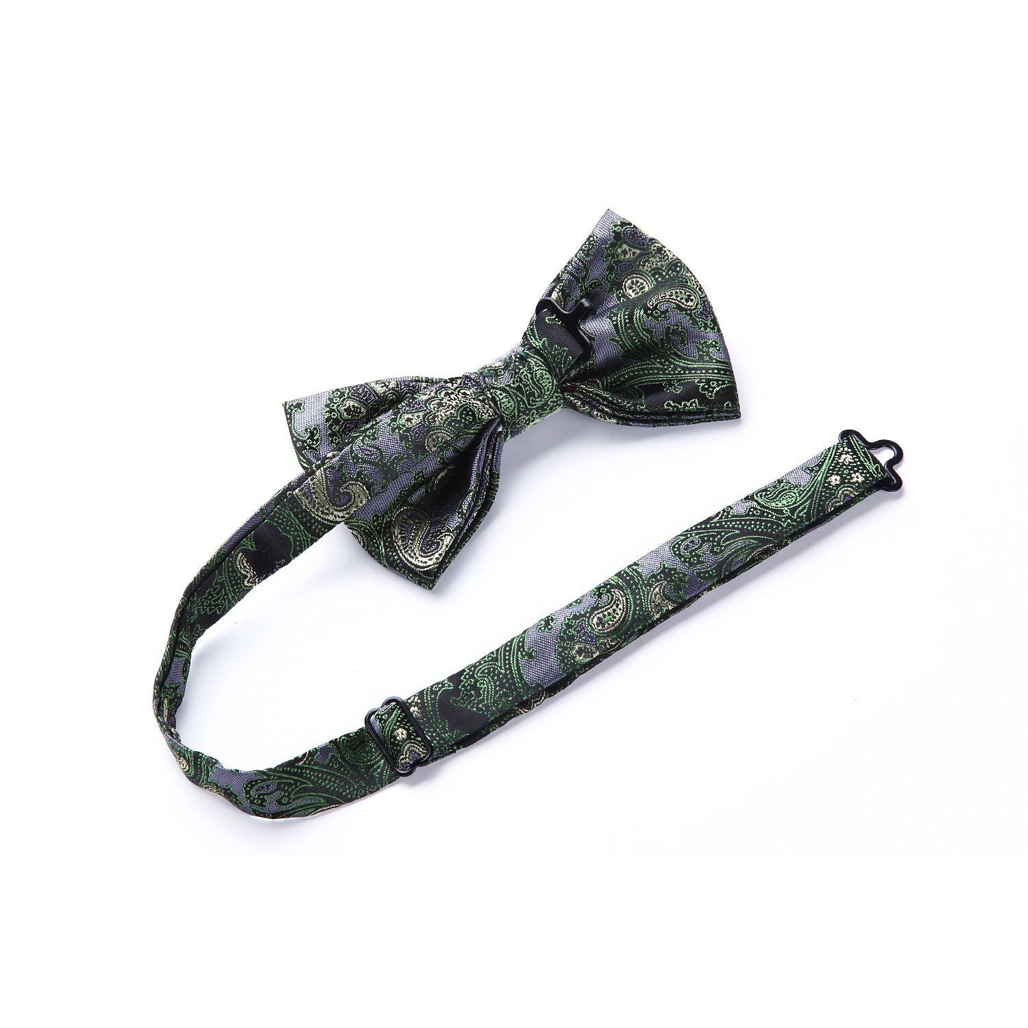 Hisdern Paisley Suspenders Pre-tied Bow Tie Set Green Formal Accessories