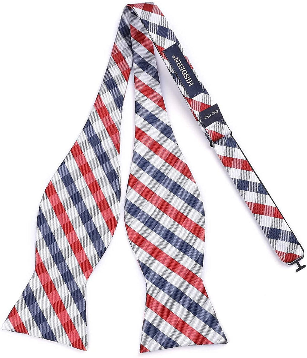 Hisdern Plaid Suspenders Bow Tie Set Red White Pattern Accessories