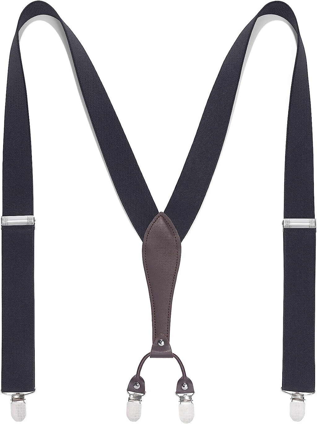 Hisdern Classic Black Suspenders Y-Back Adjustable Fit for Men