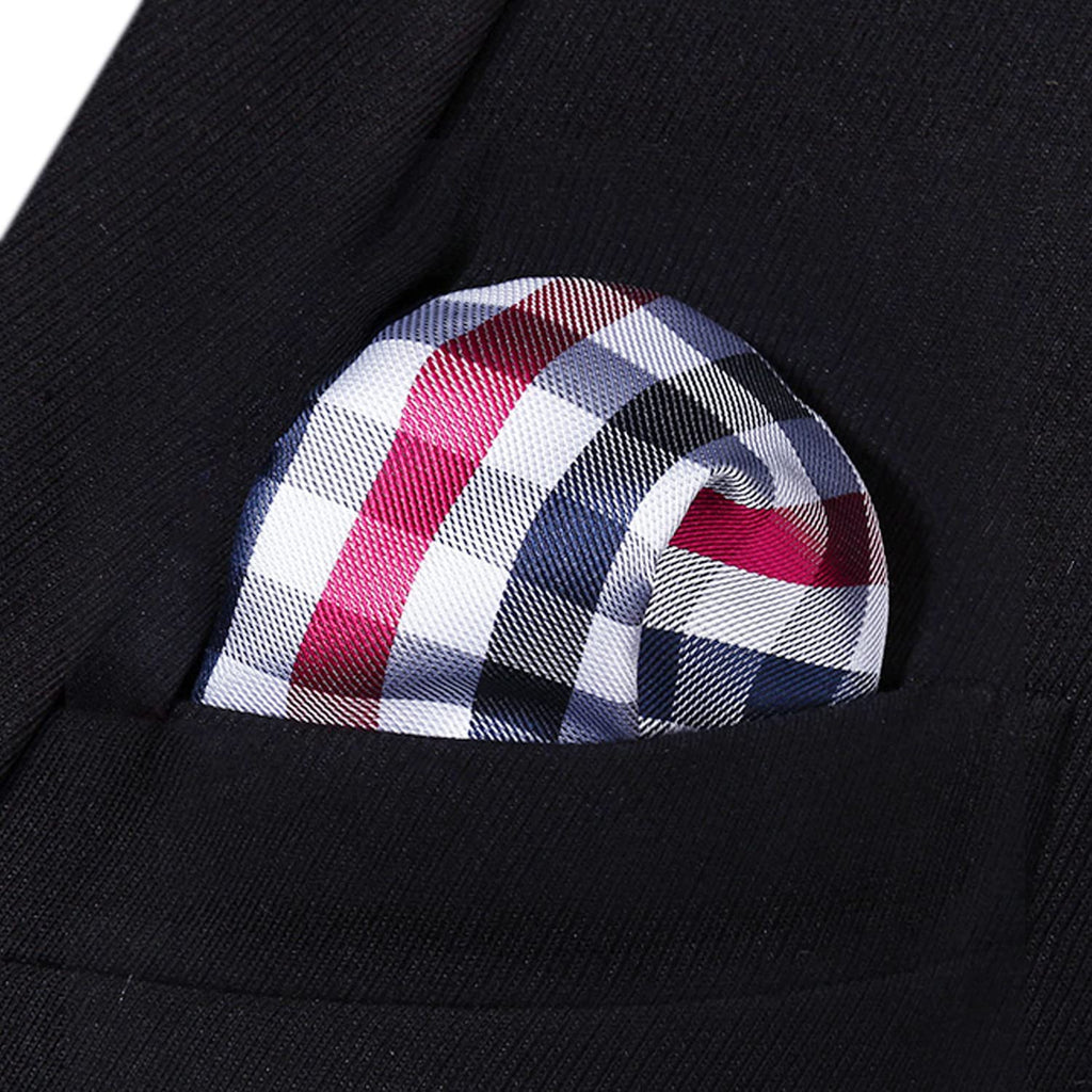 Hisdern Plaid Suspenders Bow Tie Set Red White Pattern Accessories