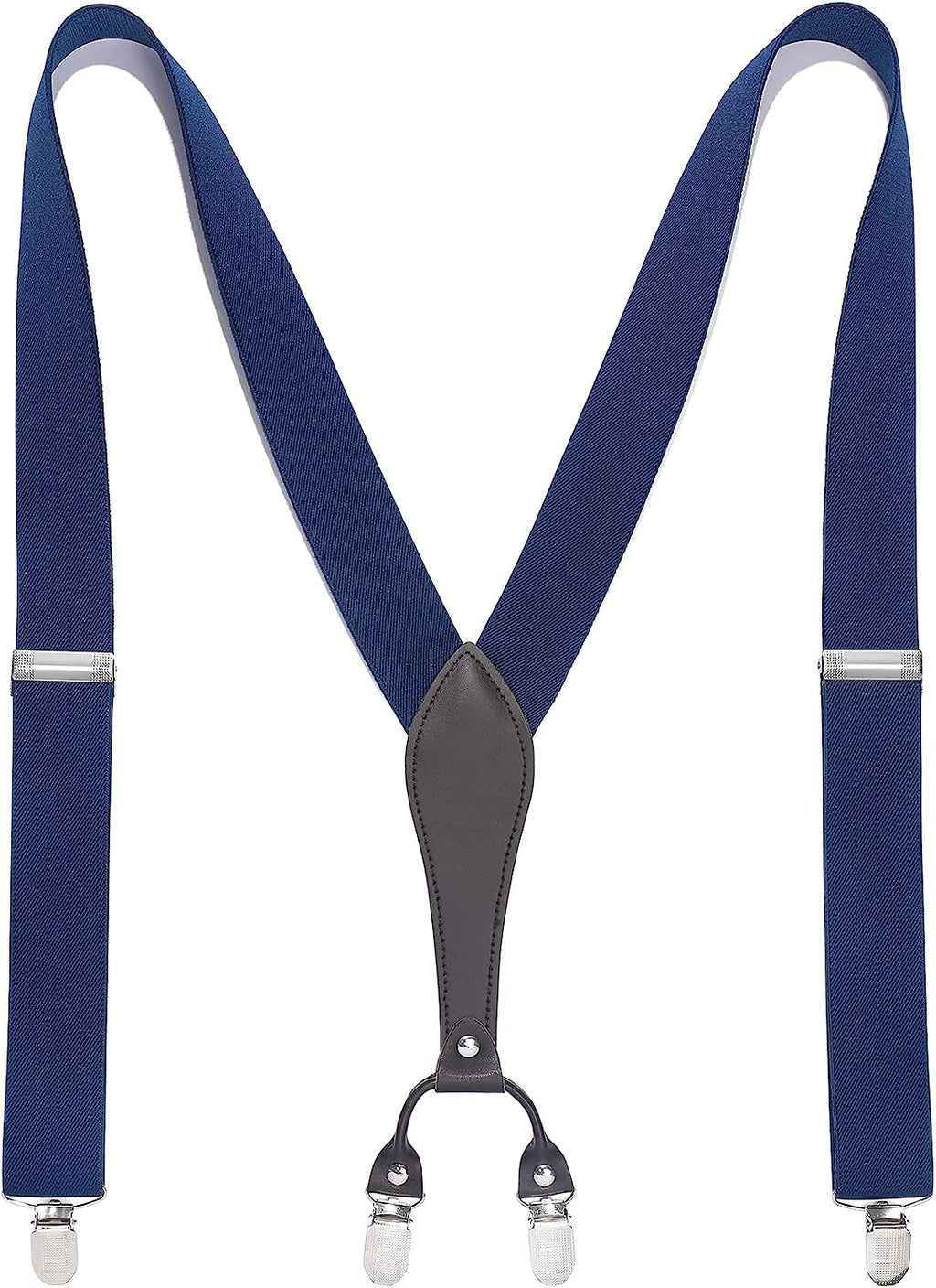 Hisdern Classic Navy Blue Suspenders Y-Back Adjustable Fit for Men