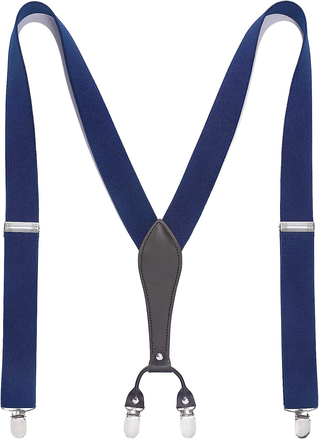 Hisdern Classic Navy Blue Suspenders Y-Back Adjustable Fit for Men