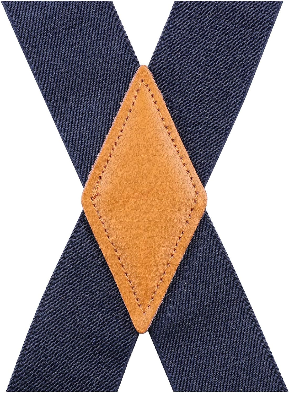 Hisdern 2pcs 1.4 Inch Adjustable Suspender Blue Grey 4-Clip for Formal Pants