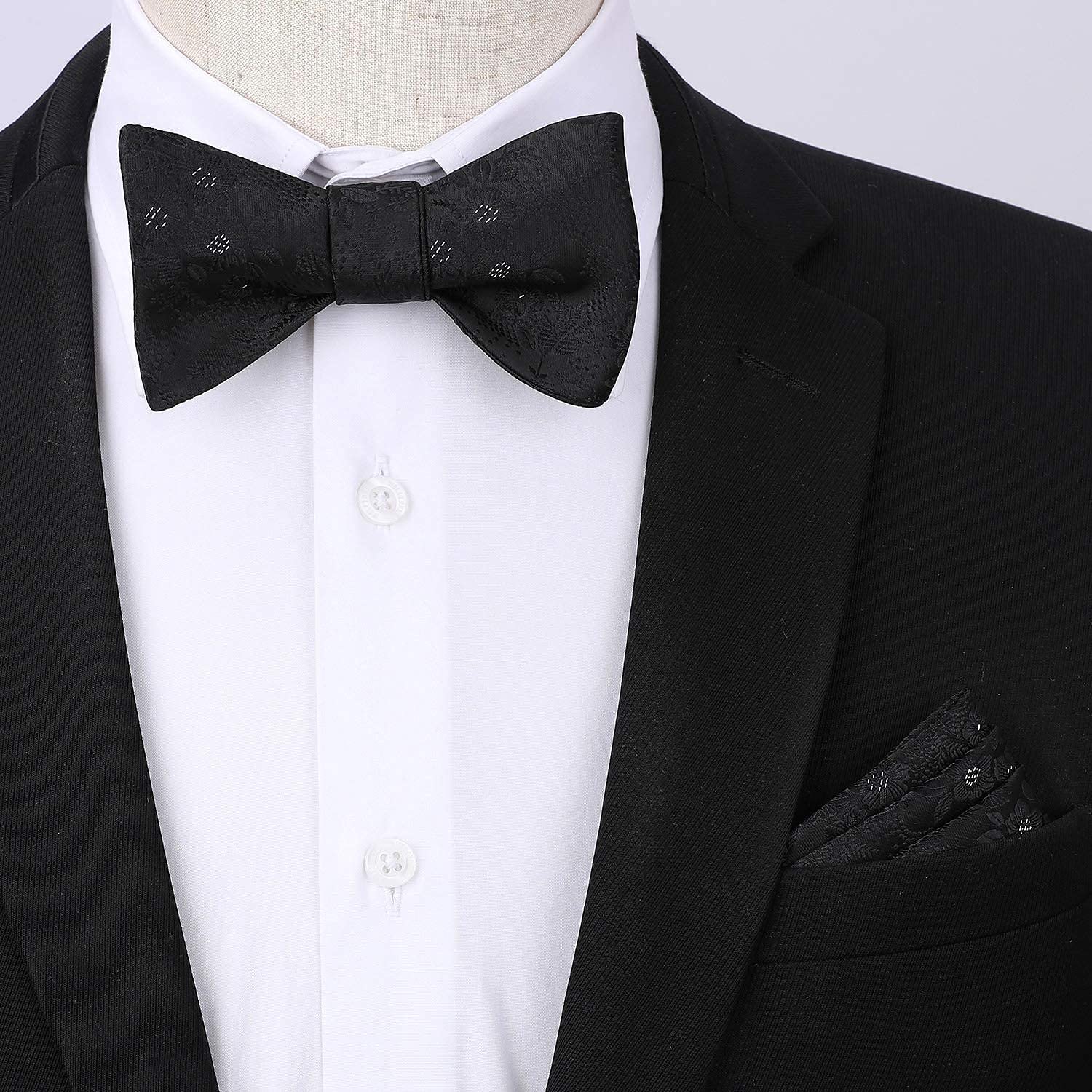 Hisdern Paisley Suspenders Bow Tie Set Black Formal Accessories