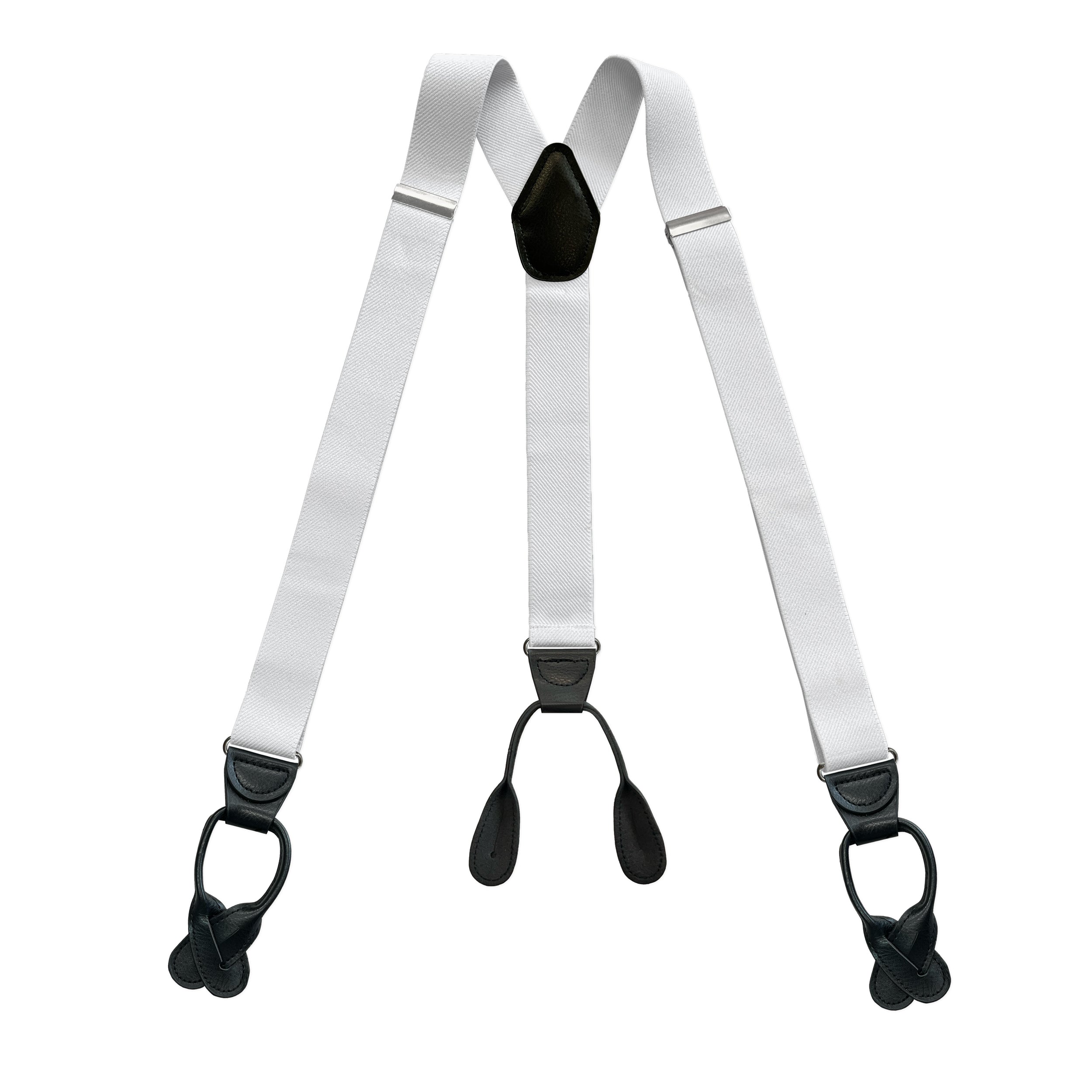 White/Black Button End Suspender