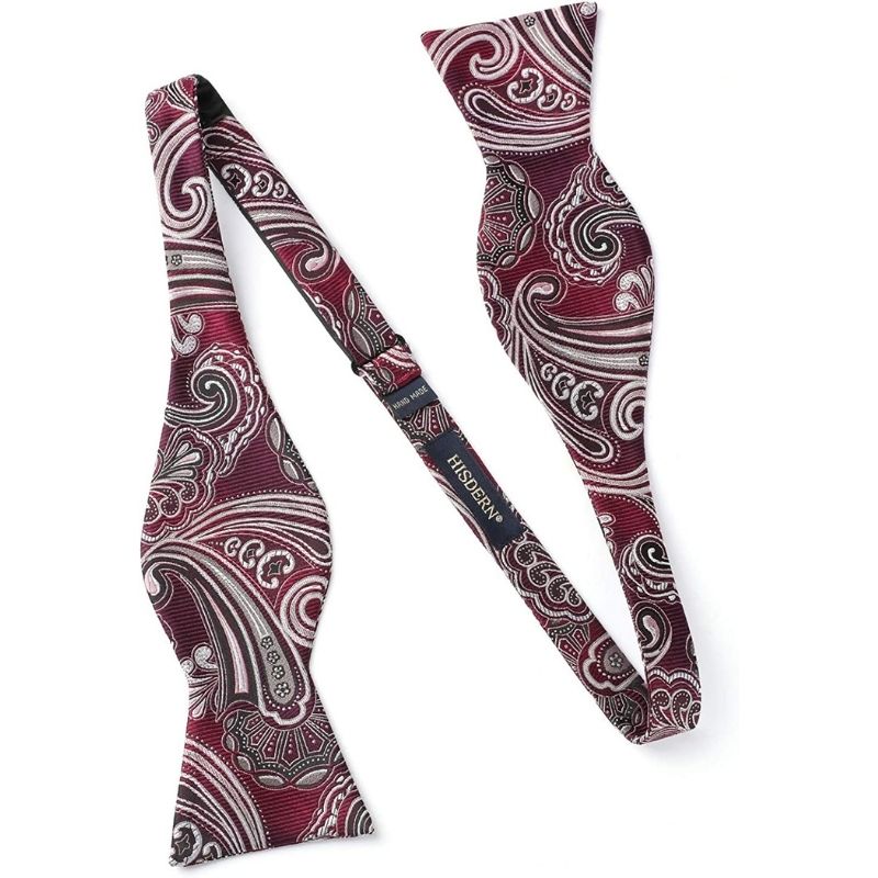 Hisdern Paisley Suspenders Bow Tie Set Red Formal Accessories
