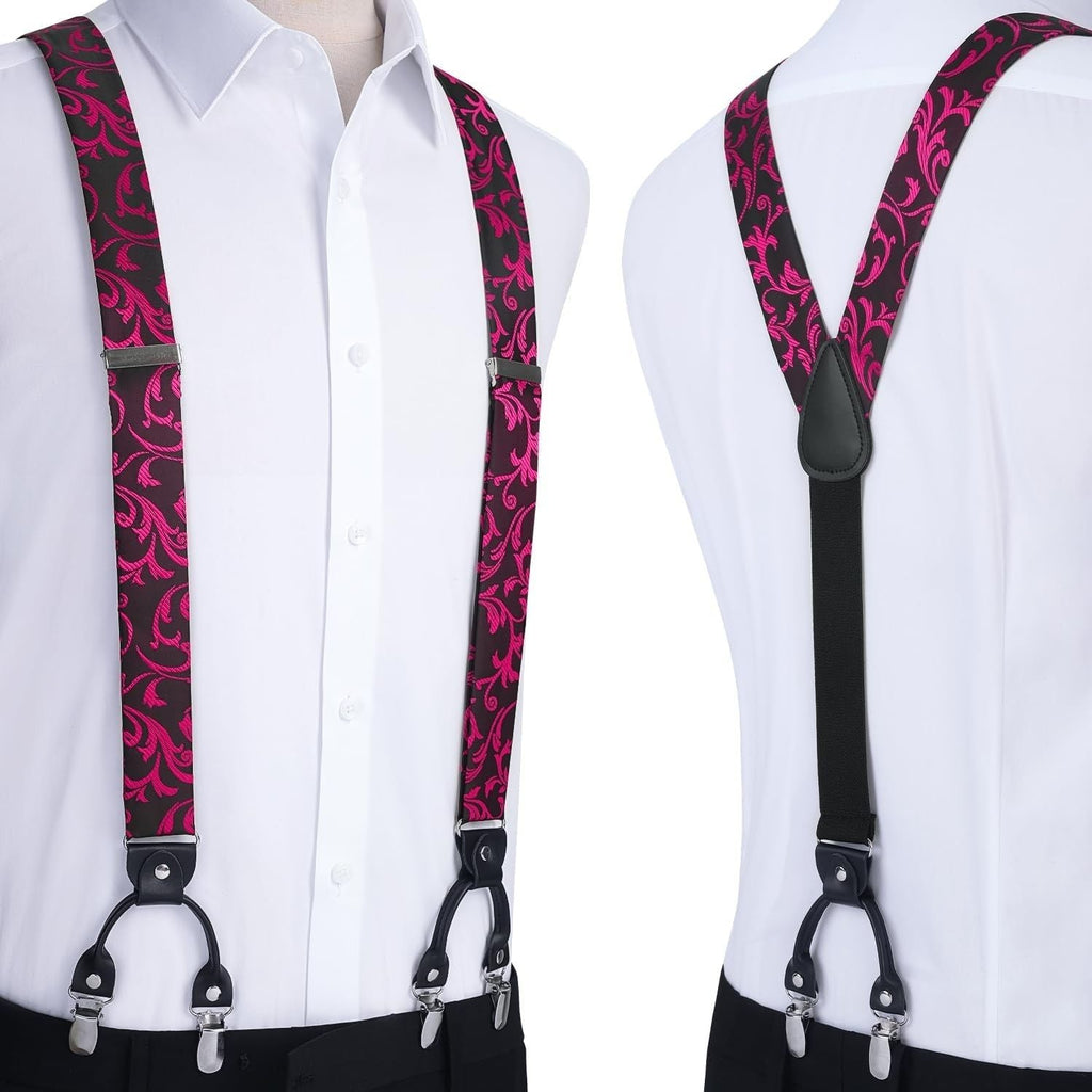 Hisdern Paisley Suspenders Bow Tie Set Purple Formal Accessories