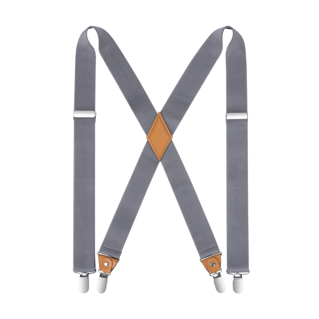 X-shaped Adjustable Suspender with 4 Clips - GREY