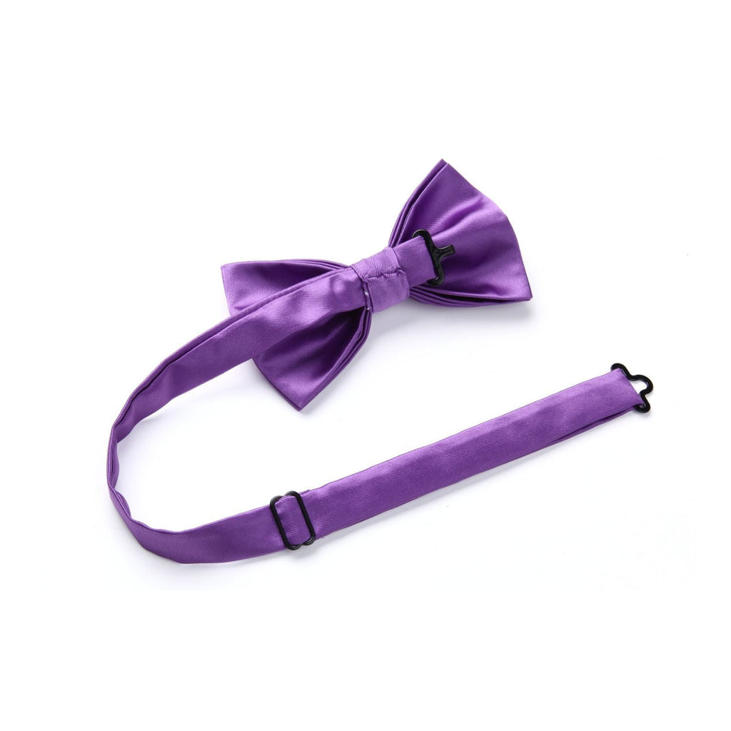 Hisdern Solid Suspenders Pre-Tied Bow Tie Set Purple Formal Wedding Outfit