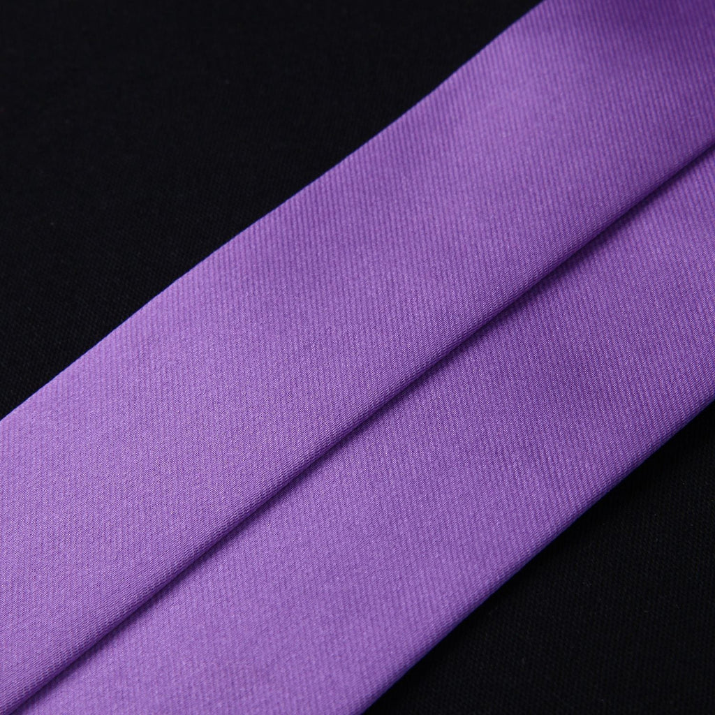 Hisdern Solid Suspenders Pre-Tied Bow Tie Set Purple Formal Wedding Outfit