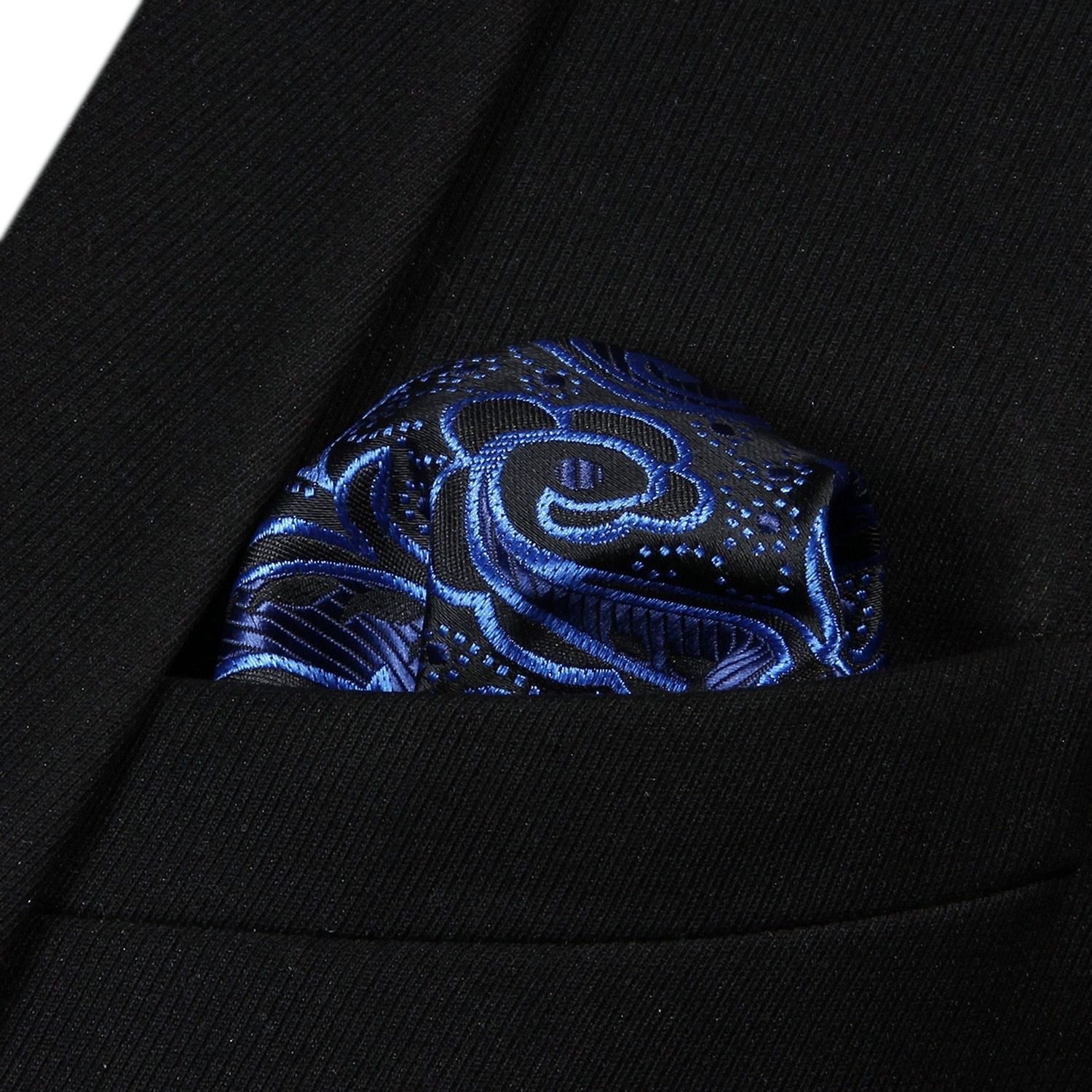 Hisdern Paisley Suspenders Pre-tied Bow Tie Set Blue Formal Accessories
