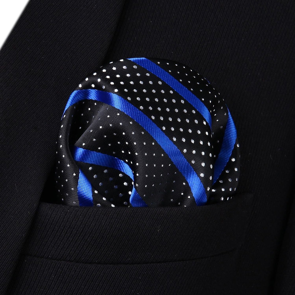Hisdern Striped Suspenders Pre-tied Bow Tie Set Red Blue Black Groom Outfit