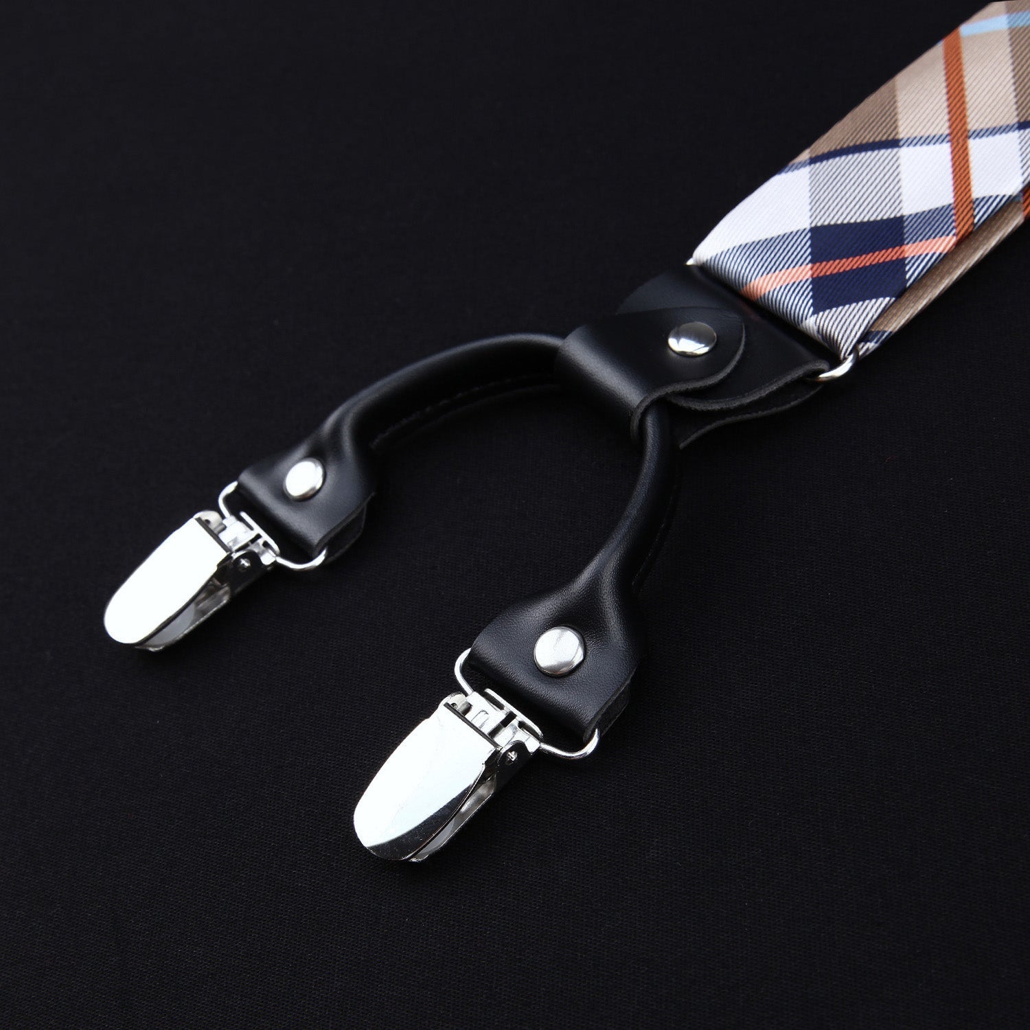 Hisdern Plaid Suspenders Pre-tied Bow Tie Set Maroon Pattern Accessories