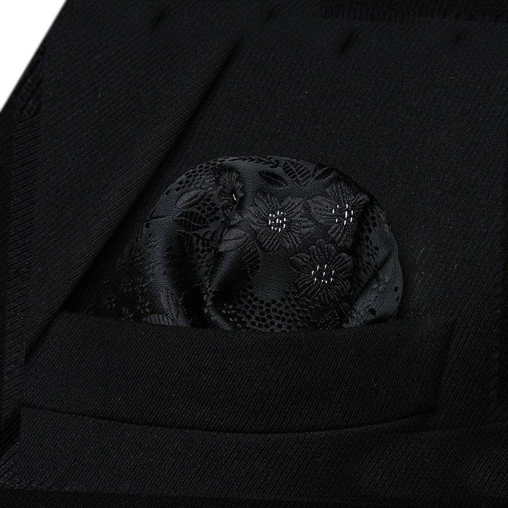 Hisdern Floral Suspenders Pre-tied Bow Tie Set Black Formal Accessories