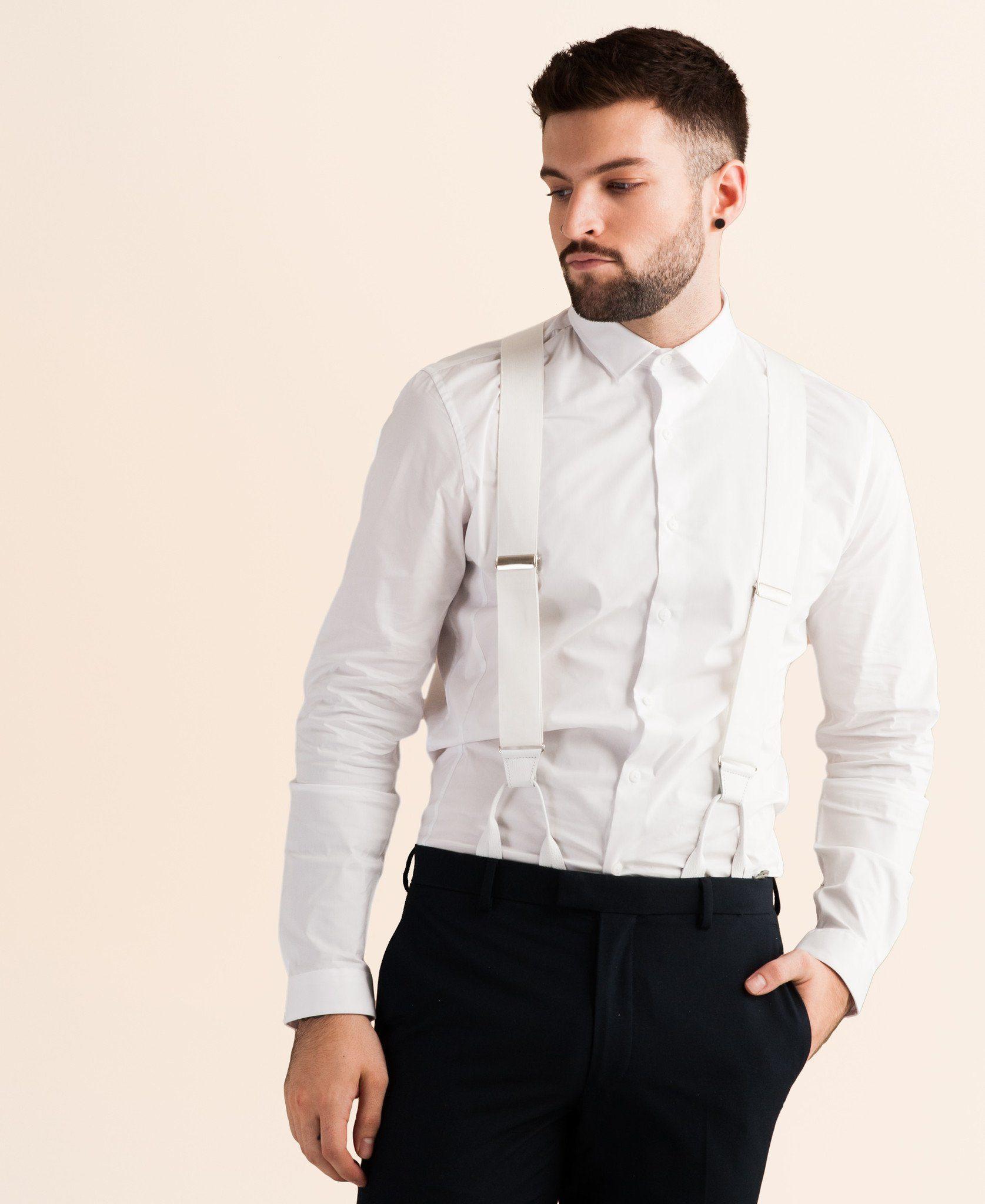 Alabaster Lite - Formal White Suspenders