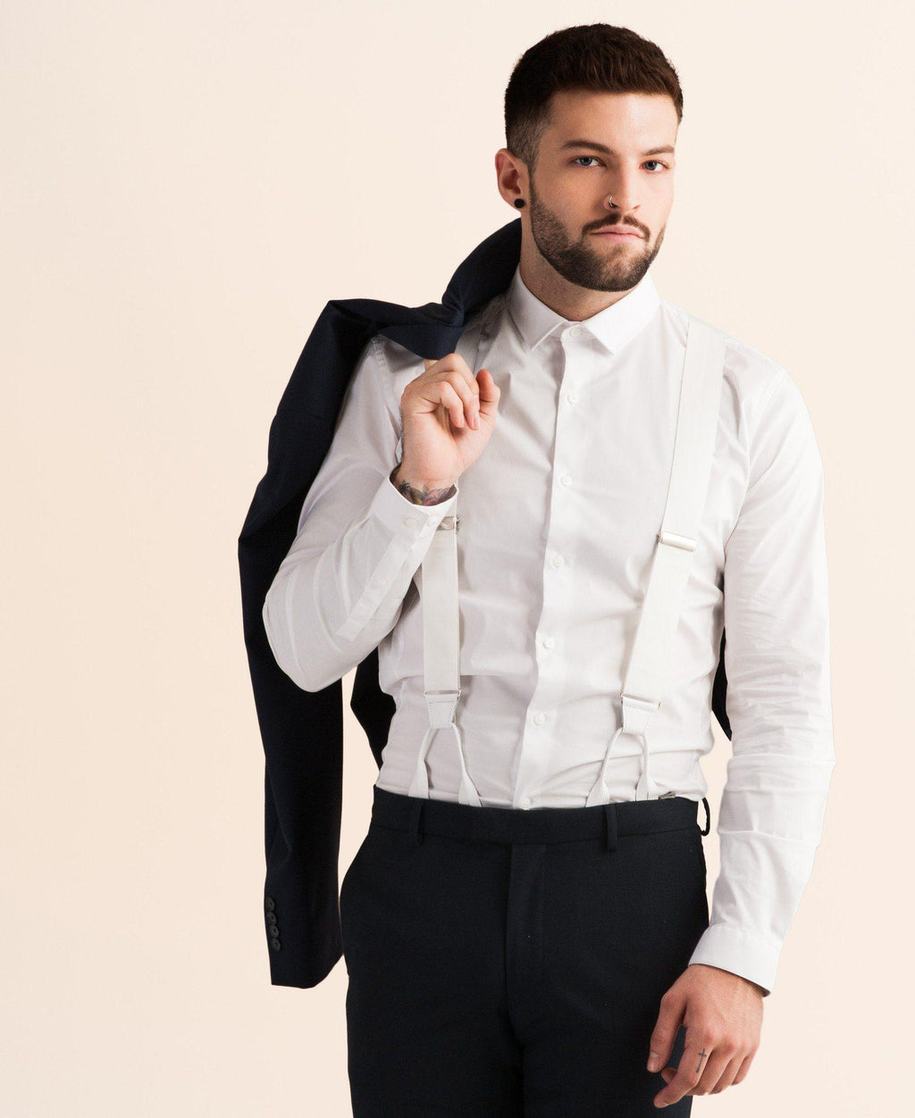 Alabaster Lite - Formal White Suspenders