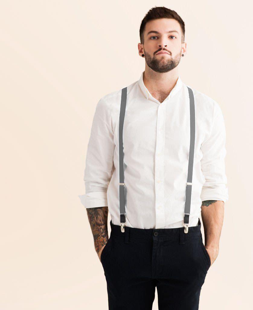 Cool Steel - Skinny Grey Suspenders