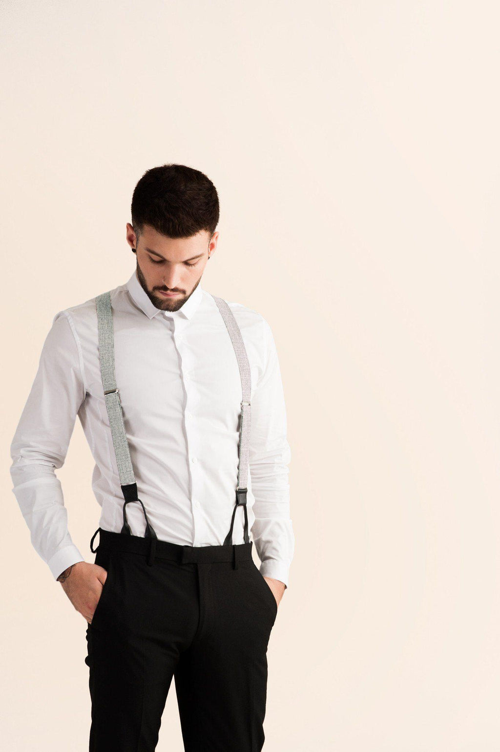 Criss Cross - Grey Crosshatch Suspenders