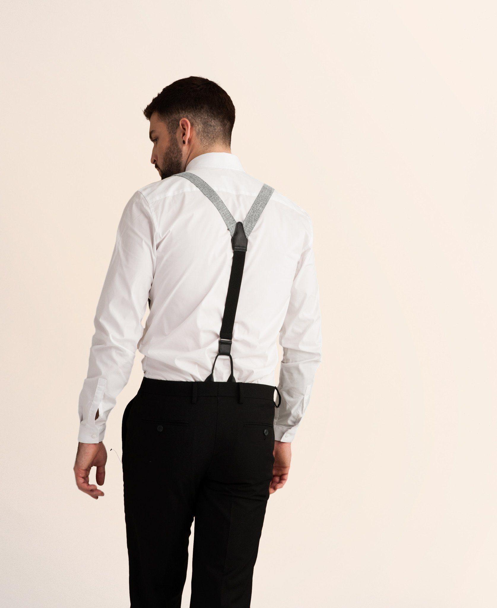 Criss Cross - Grey Crosshatch Suspenders