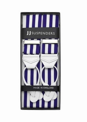Ivory Violet - Purple & White Striped Suspenders