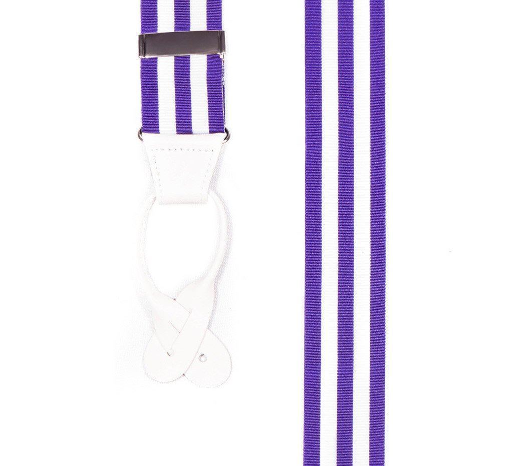 Ivory Violet - Purple & White Striped Suspenders