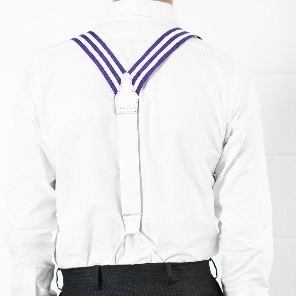 Ivory Violet - Purple & White Striped Suspenders