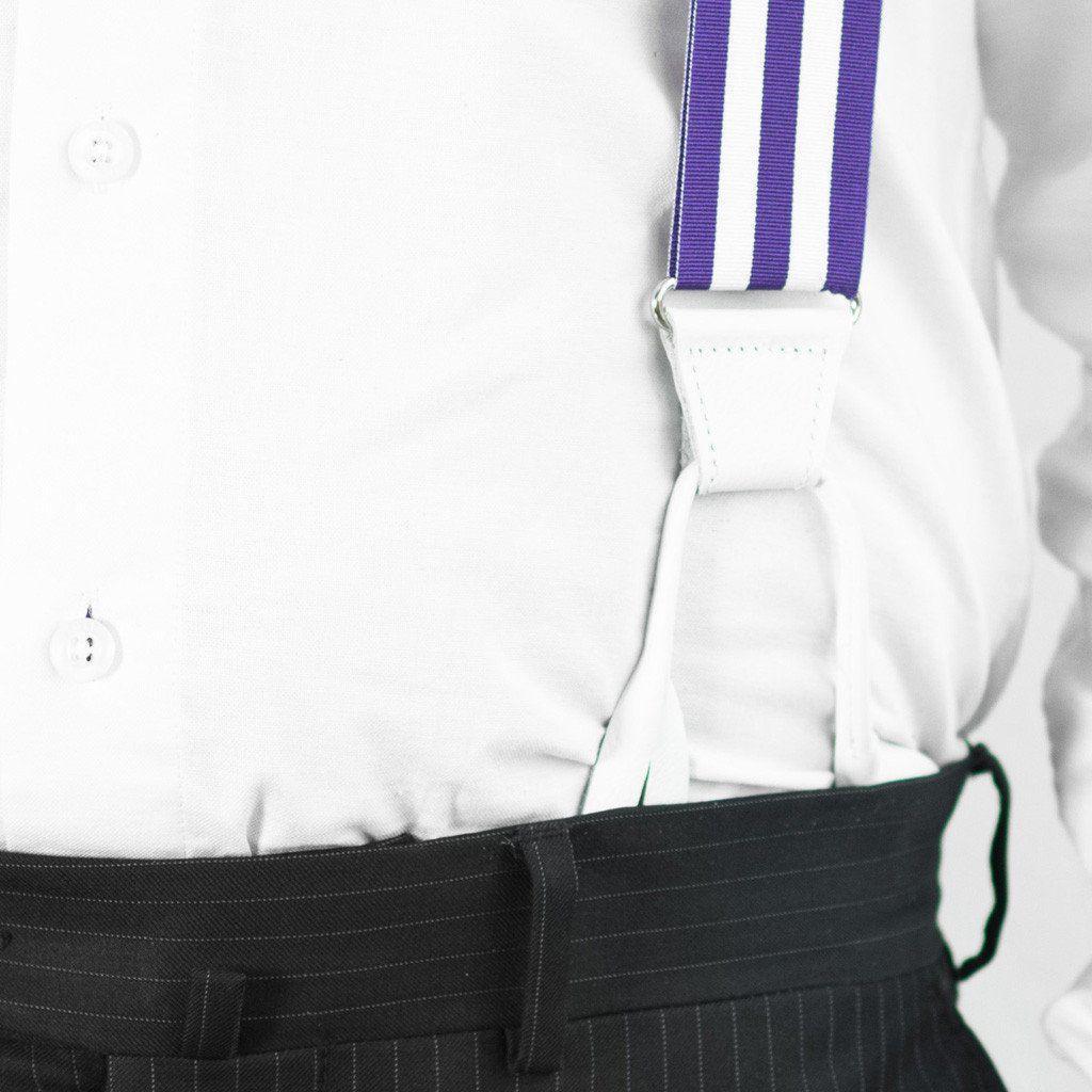 Ivory Violet - Purple & White Striped Suspenders