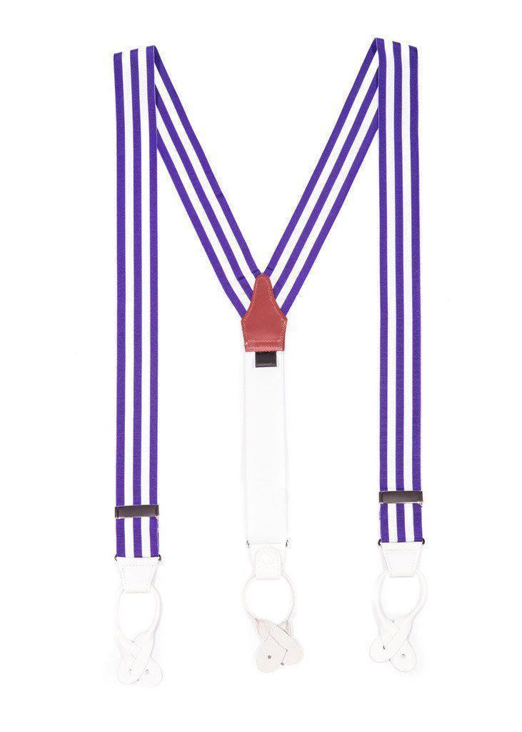 Ivory Violet - Purple & White Striped Suspenders