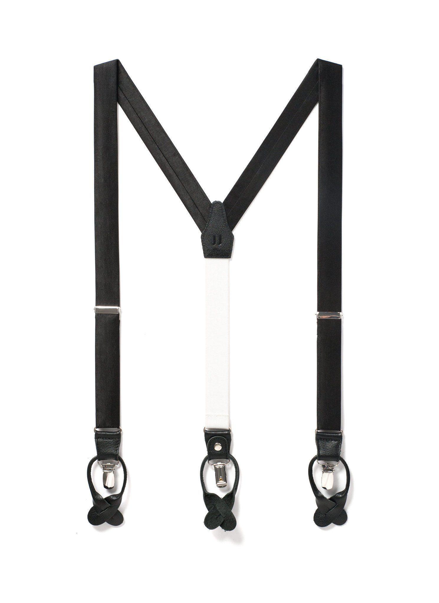 Midnight - Classic Black Silk Suspenders
