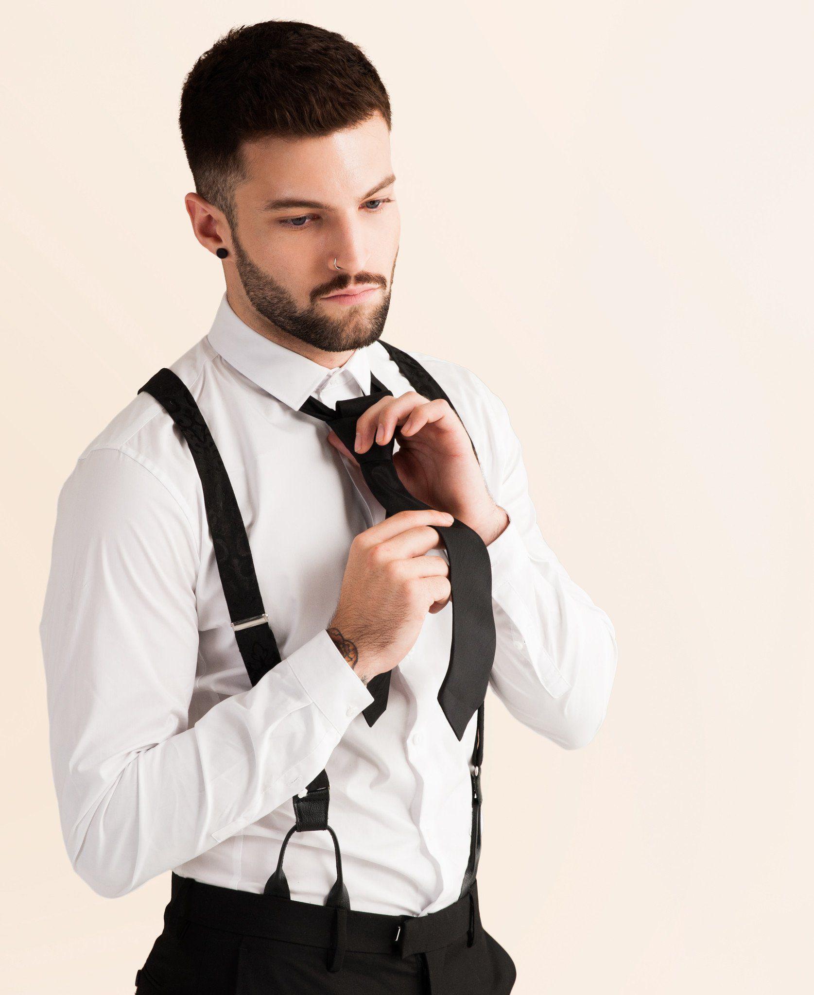 Night Skies - Black Paisley Suspenders