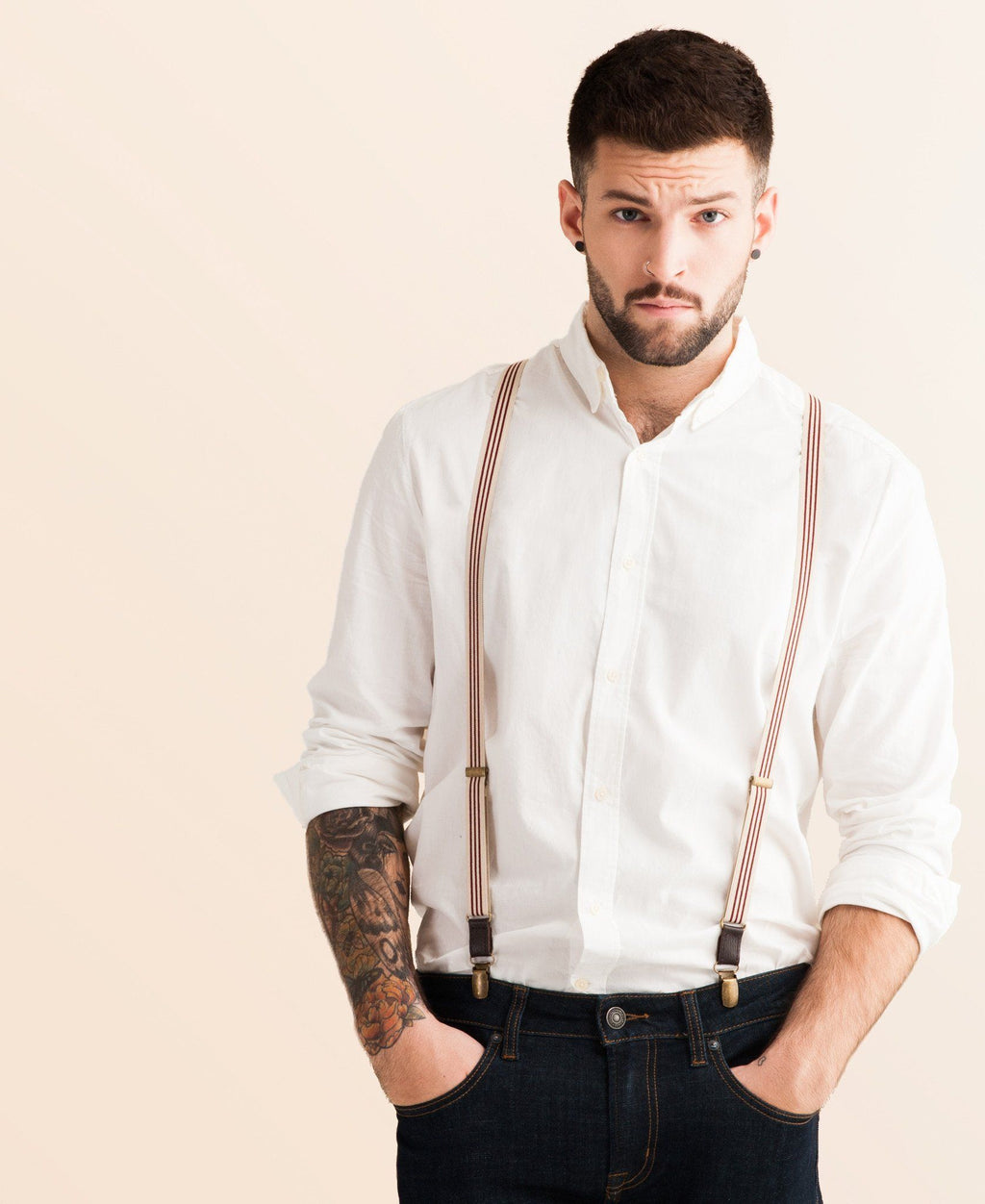 Sand and Fire - Burgundy & Khaki Suspenders