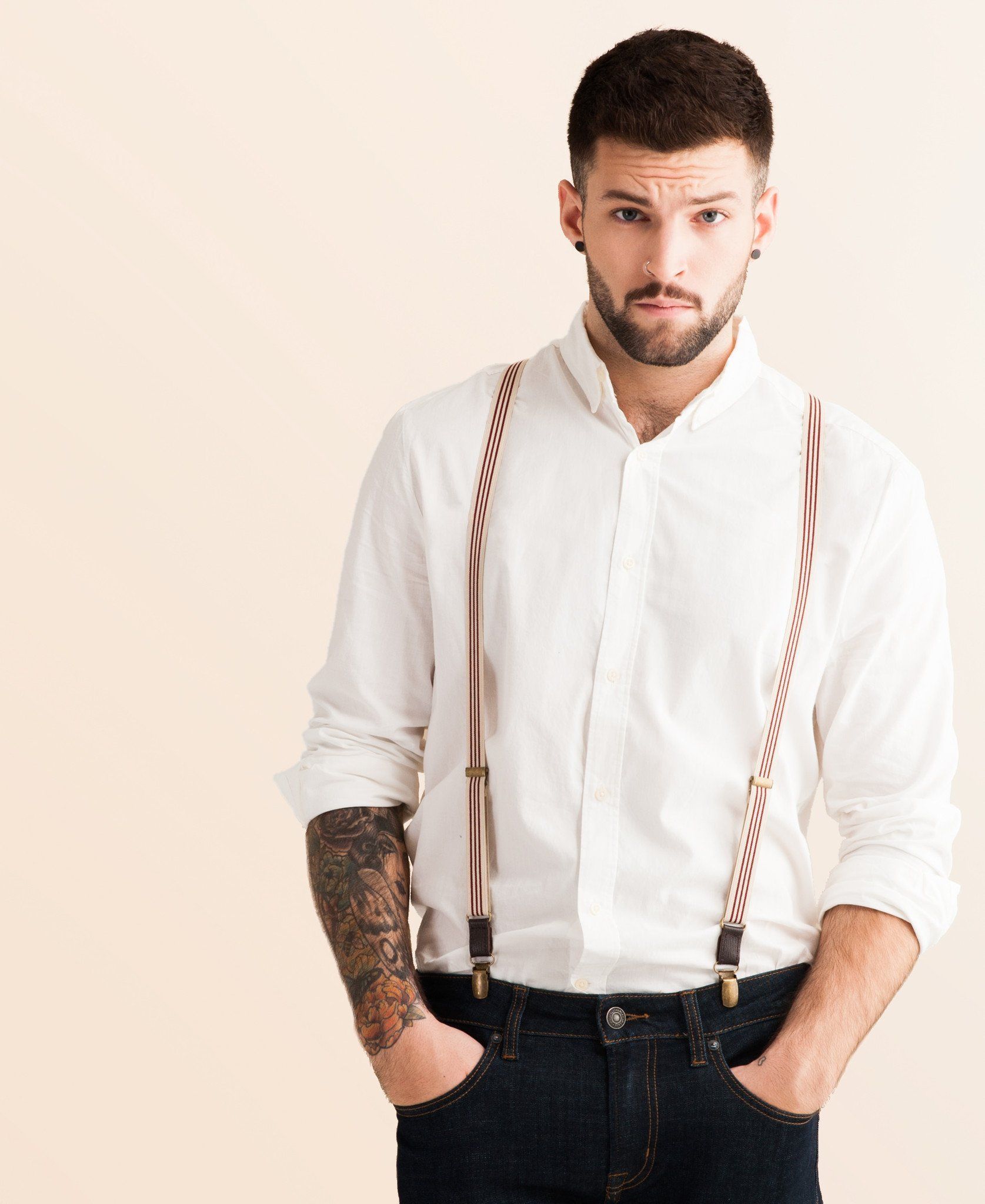Sand and Fire - Burgundy & Khaki Suspenders