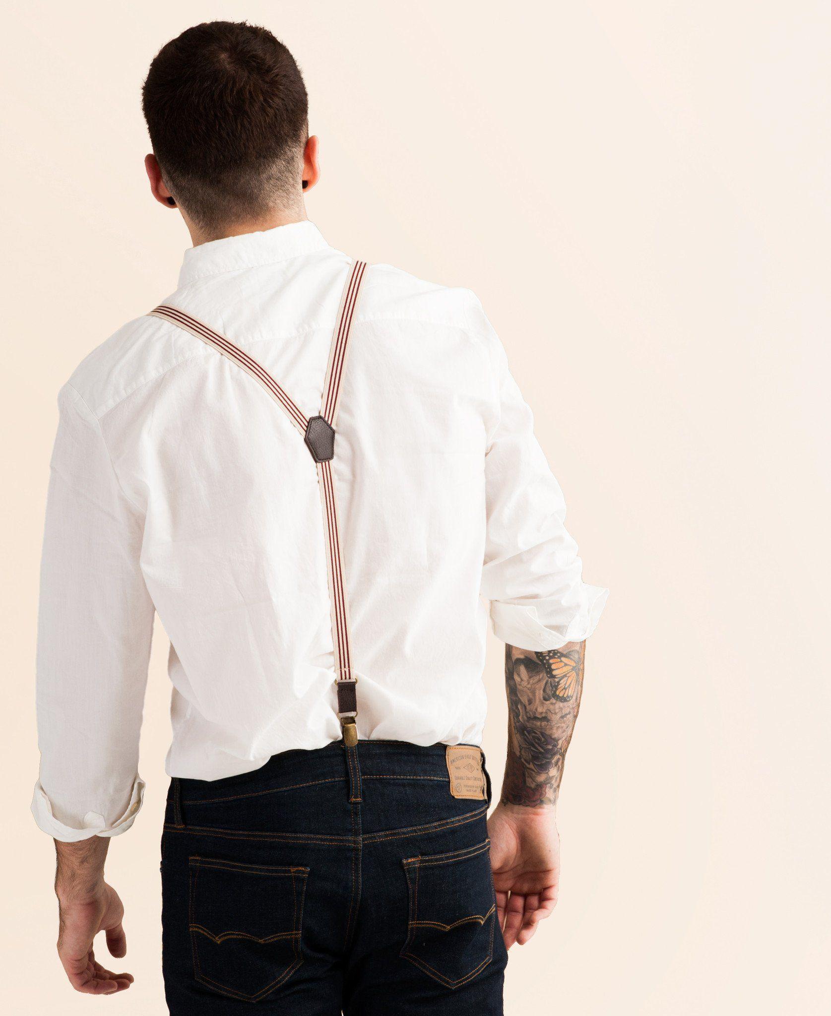Sand and Fire - Burgundy & Khaki Suspenders