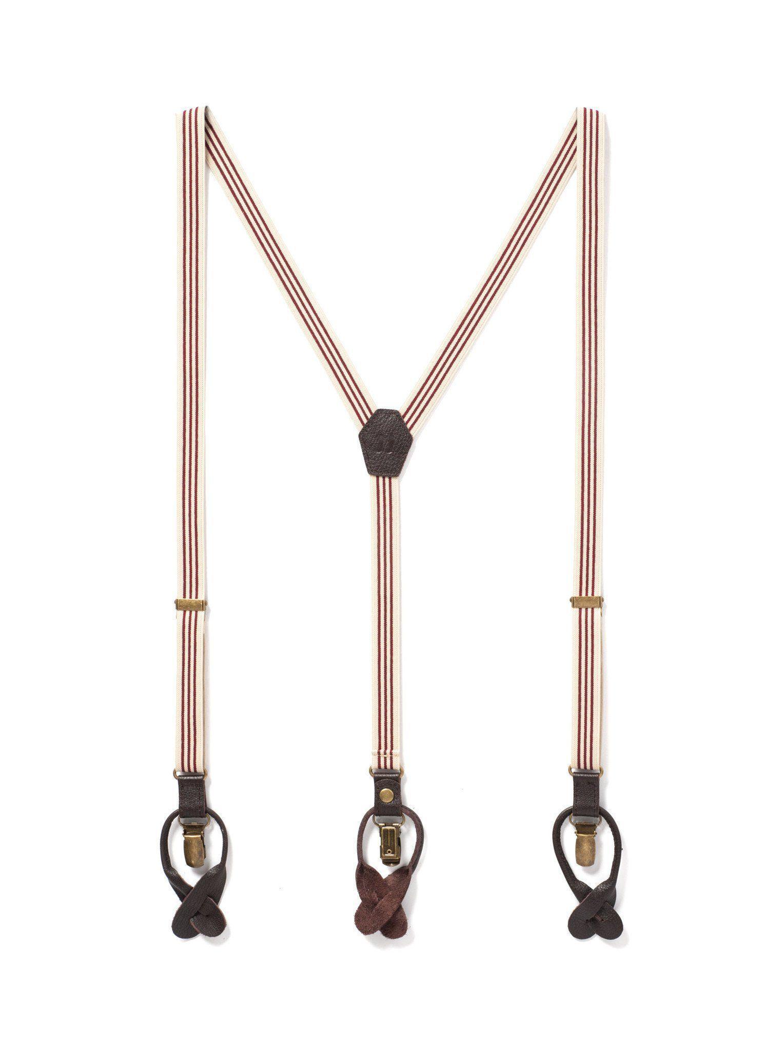 Sand and Fire - Burgundy & Khaki Suspenders