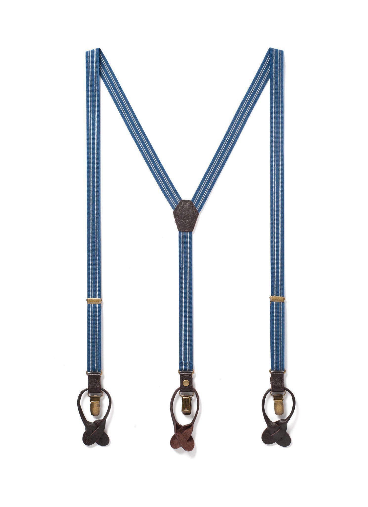 Scholar - Navy Blue Pin Striped Suspenders