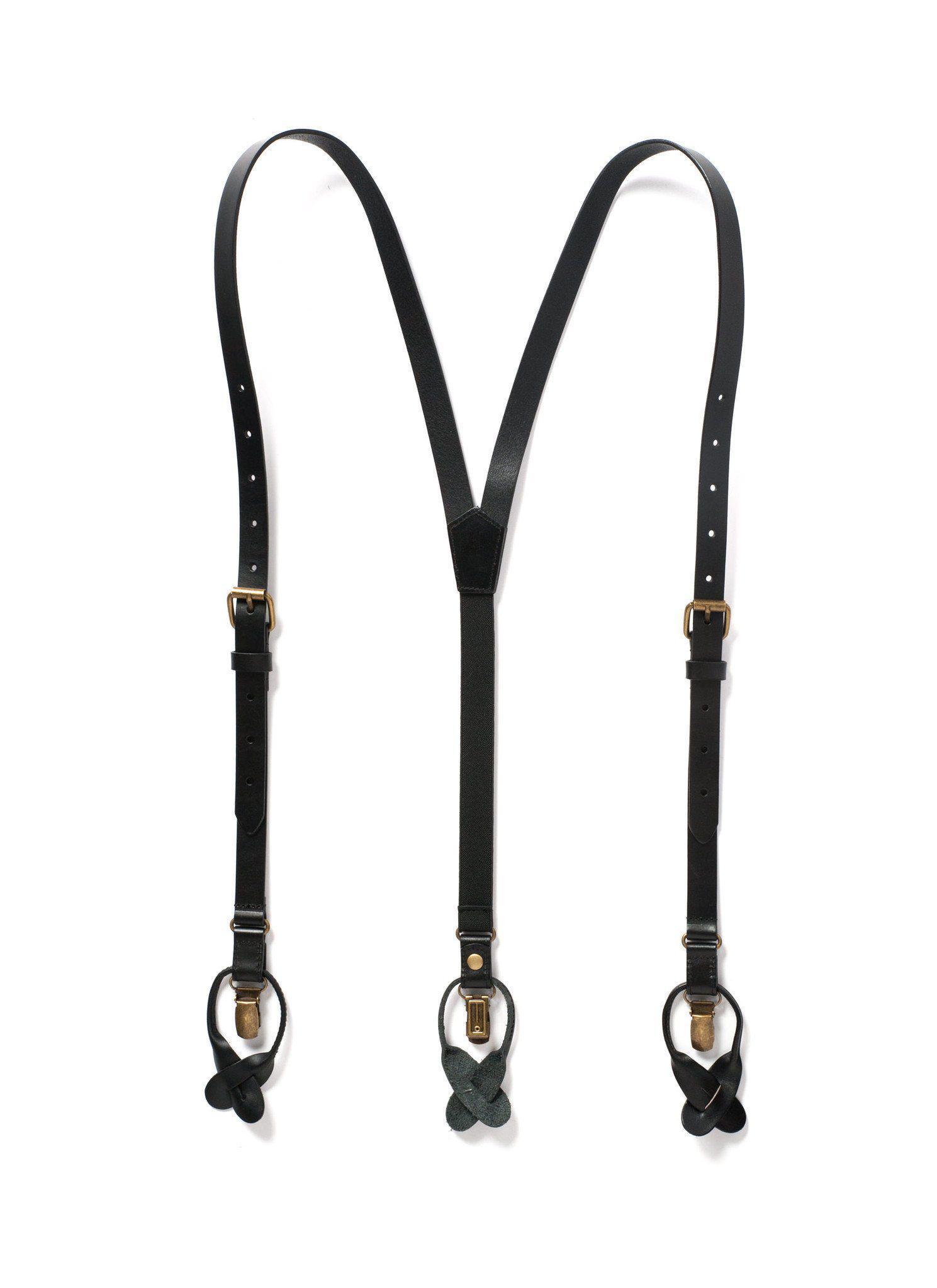Smoke - Black Leather Suspenders