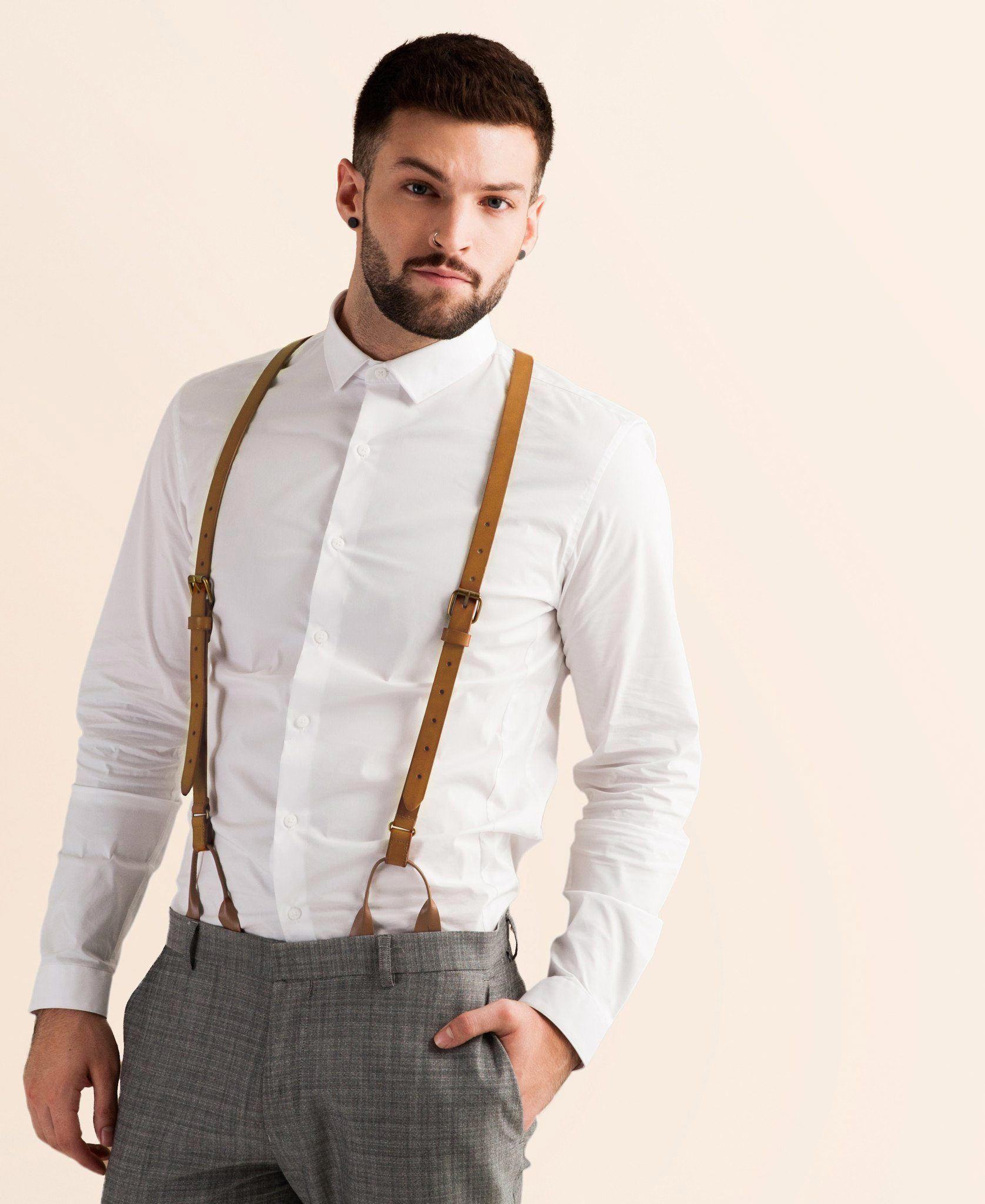 Sierra Nevada - Dark Tan Leather Suspenders